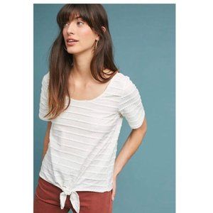 Anthro Tailleferre Tie Front Tee in Ivory